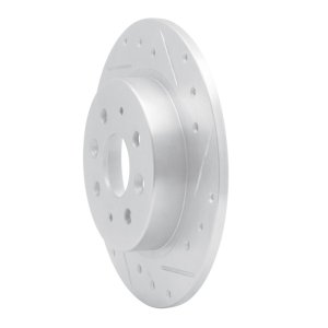 Kia Sephia Brake Rotor (1) - Rear Right - R1 Concepts - Drilled & Slotted - Silver - `98-`03